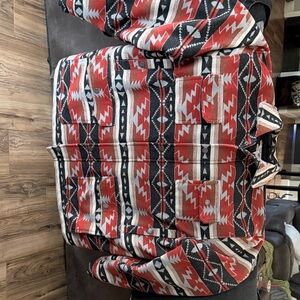 Cinch Aztec-Print Jacket in Red, Black & Cream